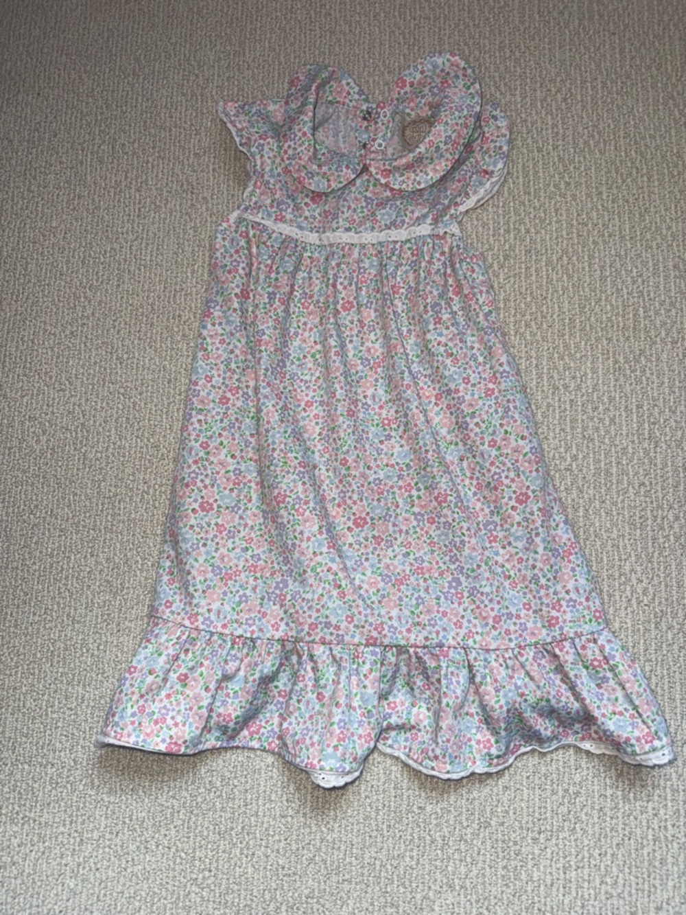 The Beaufort Bonnet Company Pink Floral Ruffle Collar Girls' Casual Dress